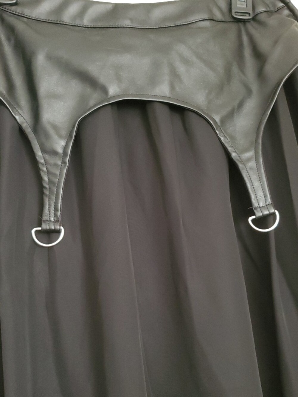 Hot Topic Black Asymmetrical Chiffon Skirt with Faux Leather Waist - Picture 11 of 14